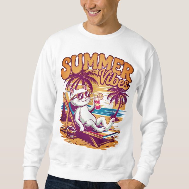Cooler Katzen Sommerurlaub Sweatshirt (Vorderseite)