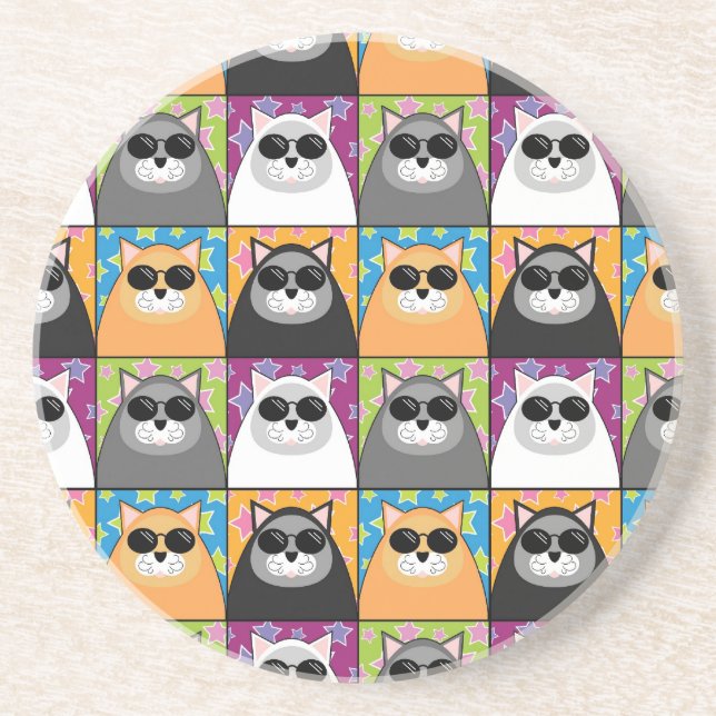 Cooler Katzen-Untersetzer Sandstein Untersetzer (Vorne)