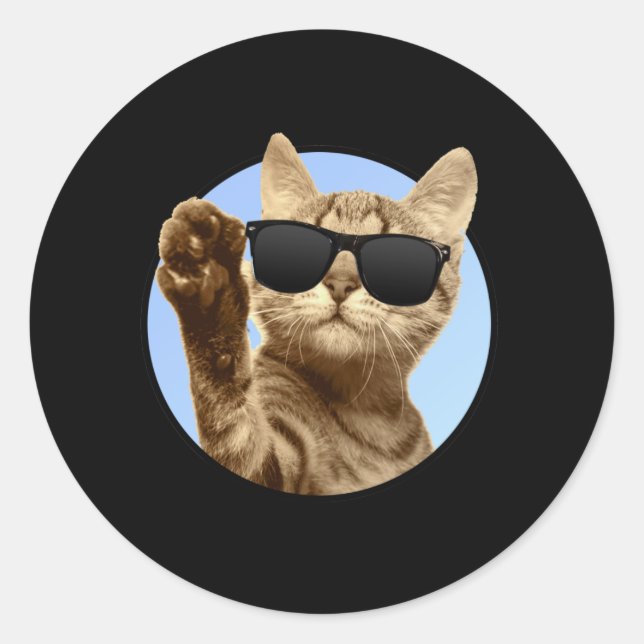 Cooler Katzenaufkleber Runder Aufkleber (Vorderseite)