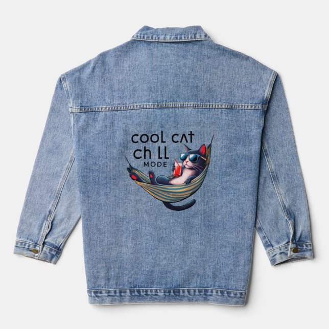 Cooler Katzenkühlmodus Denim Jacket Jeansjacke (Rückseite)