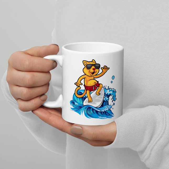 Cooler Katzensurfer Kaffeetasse (Von Creator hochgeladen)