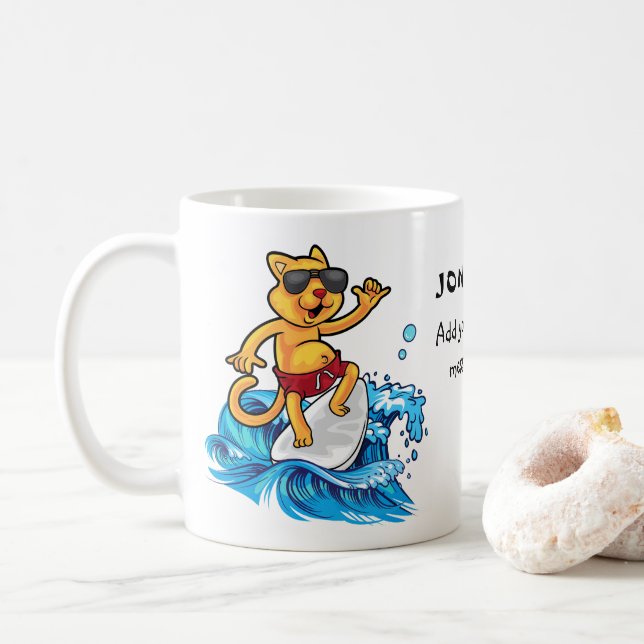 Cooler Katzensurfer Kaffeetasse (Mit Donut)