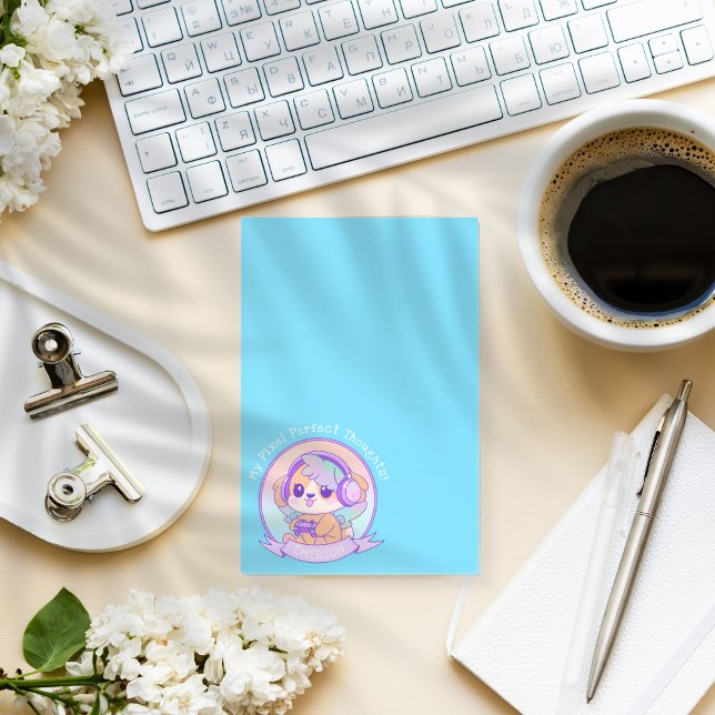 Cooler Kawaii Gamer Girl Dog in Baby Blue Post-it Klebezettel (Von Creator hochgeladen)