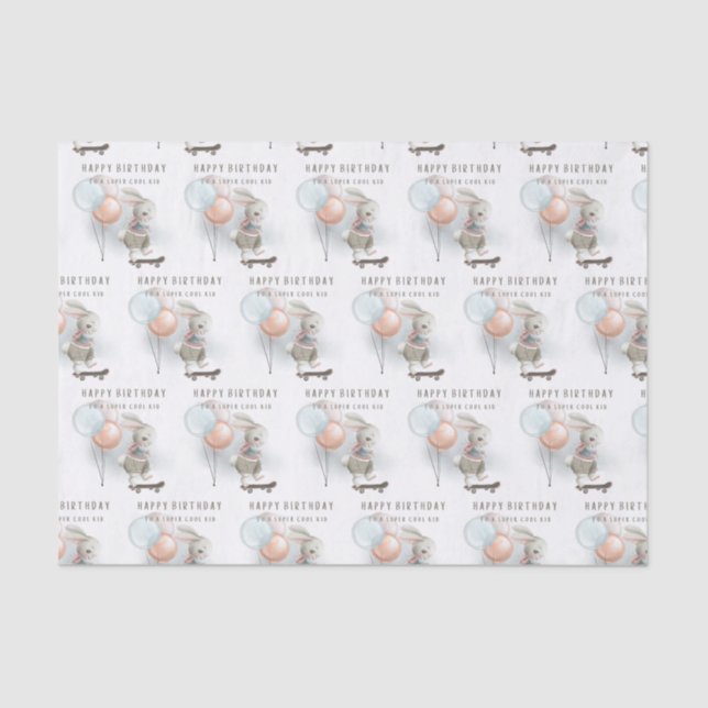 Cooler Kid Bunny auf dem Skateboard Tissue Paper Seidenpapier (Vorderseite)