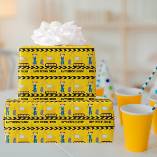 Cooler Kindergeburtstag für den Bagger Geschenkpapier