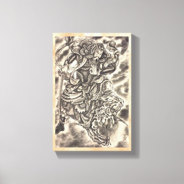 Cooler klassischer Vintager japanischer Dämon-Samu Leinwanddruck (Vorderseite)