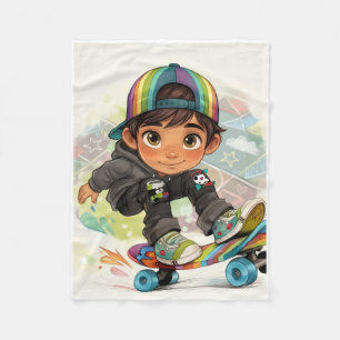 Cooler kleiner Junge Street Skater Fleece-Decke Fleecedecke