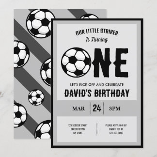 Cooler Kleiner Striker Fußball 1. Geburtstag Einladung
