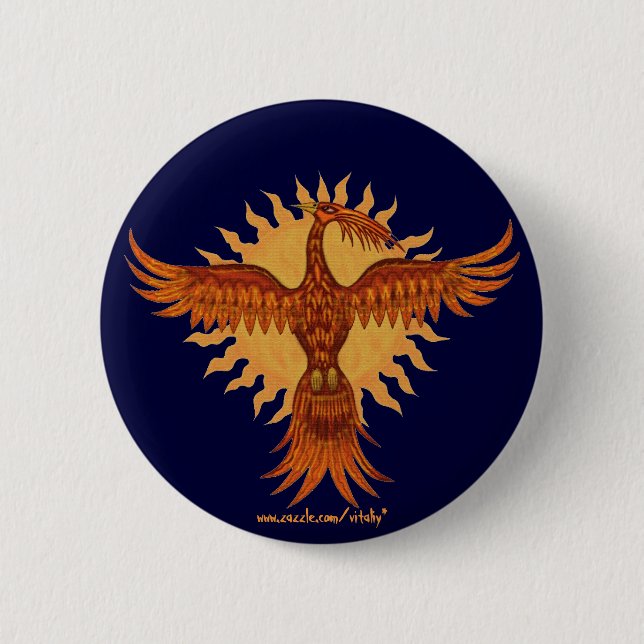 Cooler Knopfentwurf des Phoenix-Feuervogels Button (Vorderseite)
