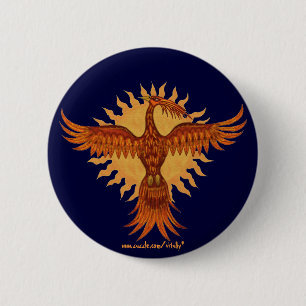 Cooler Knopfentwurf des Phoenix-Feuervogels Button