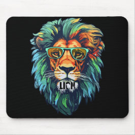 Cooler König – Farbiger Löwe mit Sonnenbrille-Desi Mousepad