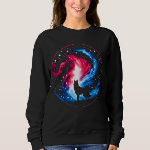 Cooler kosmischer Wolf Galaxy Graphic Space Art Sweatshirt