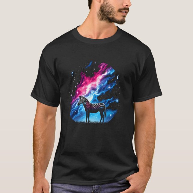 Cooler kosmischer Wolf Galaxy Graphic Space Art T-Shirt (Vorderseite)