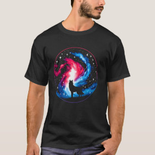 Cooler kosmischer Wolf Galaxy Graphic Space Art T-Shirt