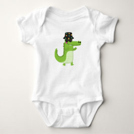 Cooler Krokodil mit Sonnenbrille und Blatt-Bucket Baby Strampler