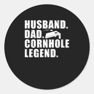 Cooler Kunst Ehemann Vater Corn Hole Legende Sport Runder Aufkleber