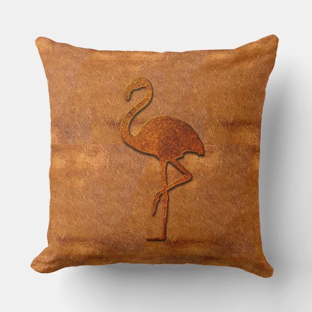 Cooler Kupferlook Flamingo Kissen (Vorderseite)