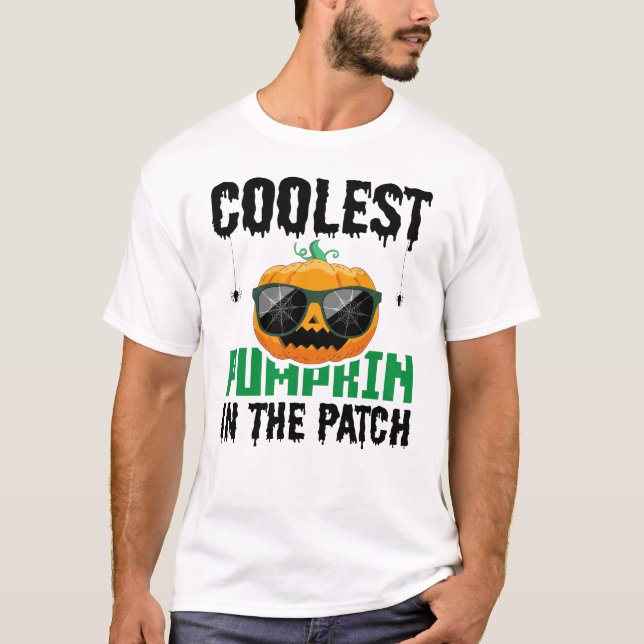 Cooler Kürbis im Patch Halloween-Geschenk T-Shirt (Vorderseite)