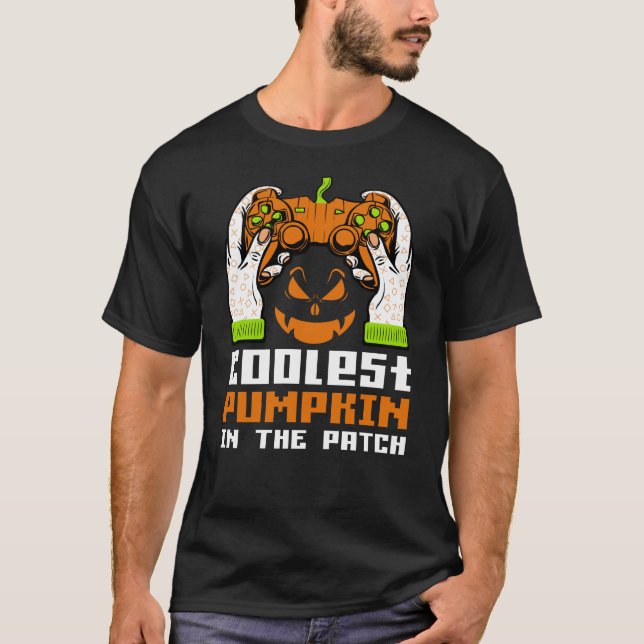 Cooler Kürbis im Patch Halloween-Geschenk T-Shirt (Vorderseite)
