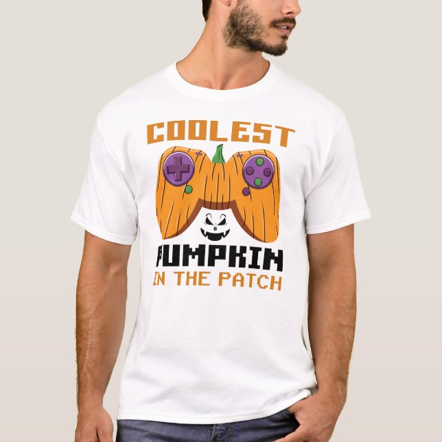 Cooler Kürbis im Patch Halloween-Geschenk T-Shirt (Vorderseite)