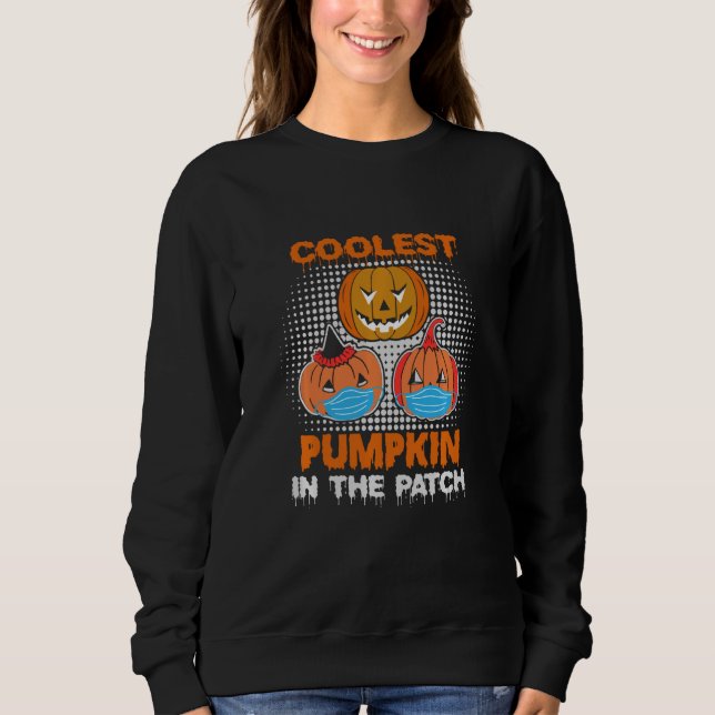 Cooler Kürbis in das Patchgefechtsmaske Halloween  Sweatshirt (Vorderseite)