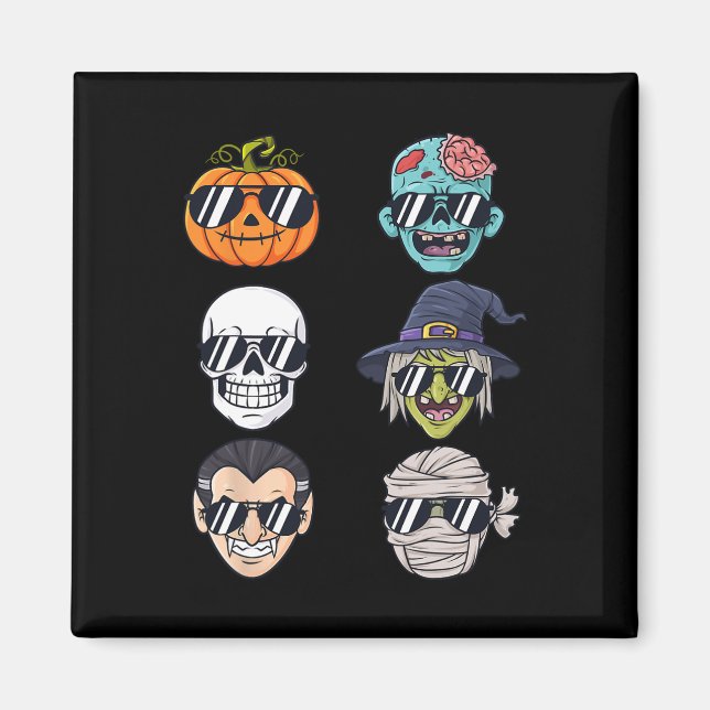 Cooler Kürbiskeil Halloween Skeleton Hexenvampire  Magnet (Vorne)