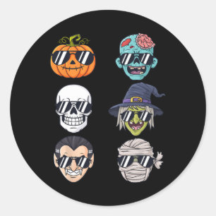 Cooler Kürbiskeil Halloween Skeleton Hexenvampire Runder Aufkleber
