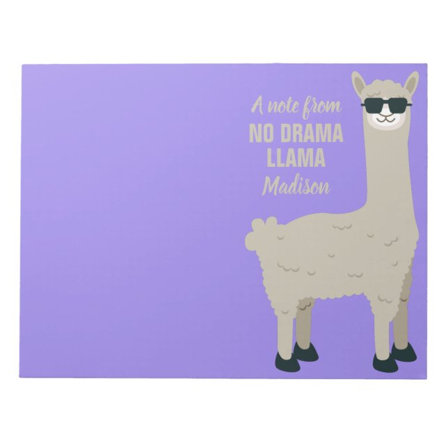 Cooler Lama individuelle Name & Farbe Notizblock (Vorderseite)