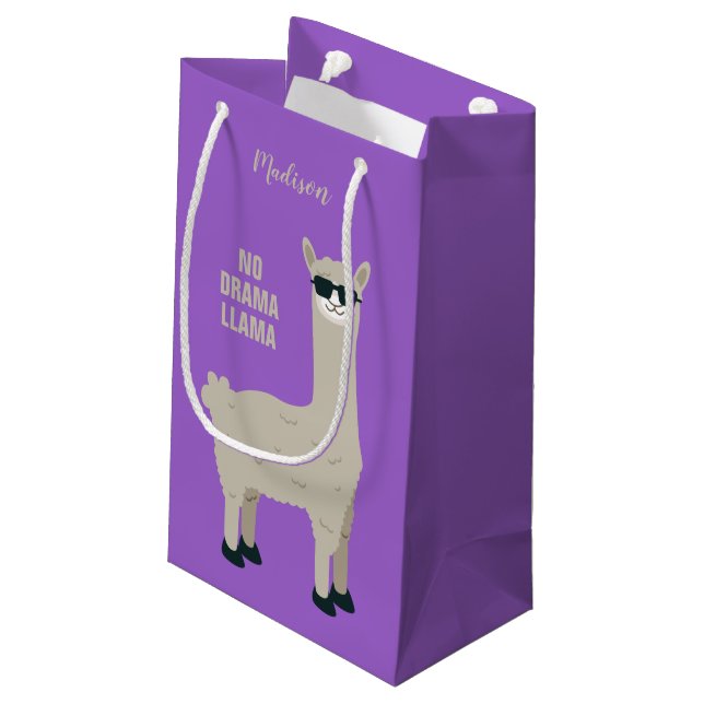Cooler Lama-individueller Name, Text u. Kleine Geschenktüte (Rückseite Schrägansicht)
