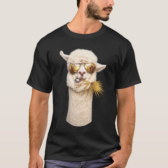 Cooler Lama mit Sonnenbrille T-Shirt (Vorderseite)