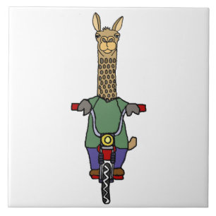 Cooler Lama-Reitfahrrad-Cartoon Fliese