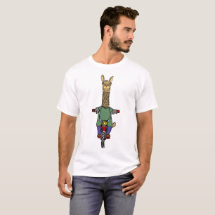 Cooler Lama-Reitfahrrad-Cartoon T-Shirt