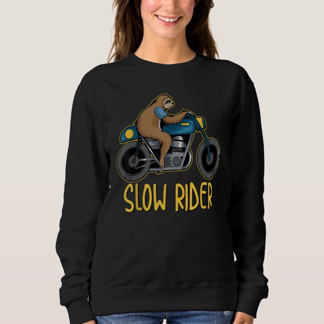 Cooler Langläufer Funny Sloth auf Motorradfahren F Sweatshirt (Vorderseite)