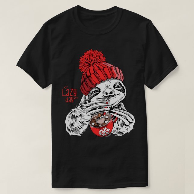 Cooler Lazy Day Christmas Anime Drink Hot C T-Shirt (Design vorne)