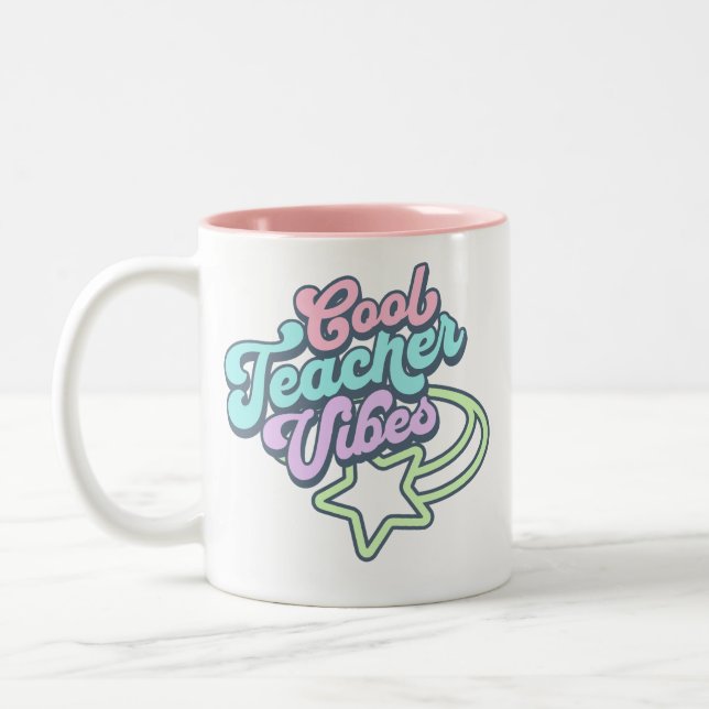 Cooler Lehrer Vibes Retro Styling Geschenk Grün Zweifarbige Tasse (Links)