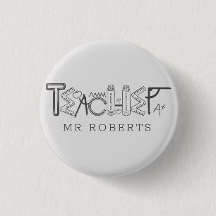 Cooler Lehrer Zierschrift Monogramm Button