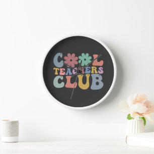 Cooler Lehrerclub Retro Groovy Zurück zur Schule Uhr