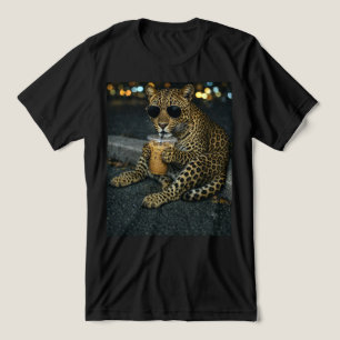 Cooler Leopard mit Sonnenbrille Eiskaffee Tri-Blend Shirt