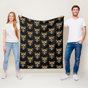 Cooler Leopard mit Sonnenbrille Stylischer Leopard Fleecedecke