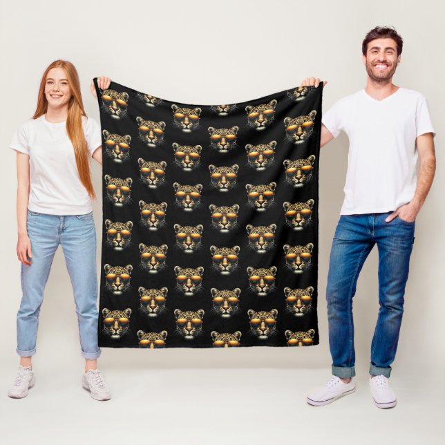 Cooler Leopard mit Sonnenbrille Stylischer Leopard Fleecedecke (Beispiel)