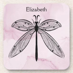 Cooler Libelle-Kern - rosa Name Getränkeuntersetzer