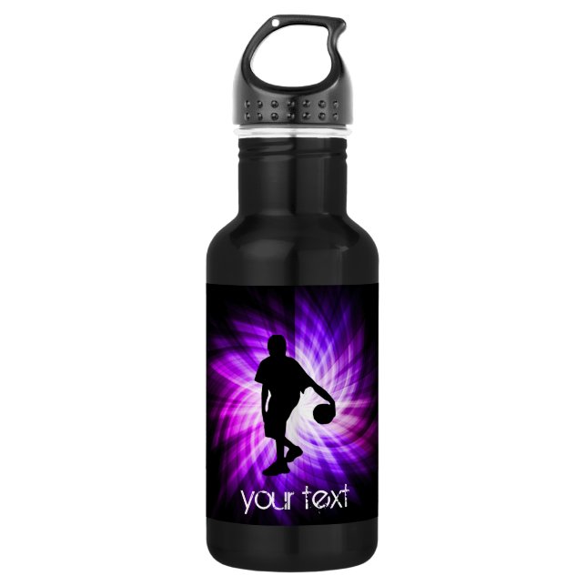 Cooler lila Basketball Trinkflasche (Vorderseite)