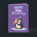 Cooler Lila und weißer Penguin Husband 60. Geburts Karte<br><div class="desc">Cooler Lila & White Penguin Husband 60. Geburtstag, ein lustiges und cooles Design für jeden, der eine einzigartige Geburtstagskarte für seinen Ehemann zum Geburtstag sucht. Das Design ist auffallend, es verfügt über einen niedlichen Pinguin mit Geburtstagstorte und bearbeitbare Textinformationen. Wenn Sie Probleme mit der Anpassung der Vorlage haben, können Sie...</div>