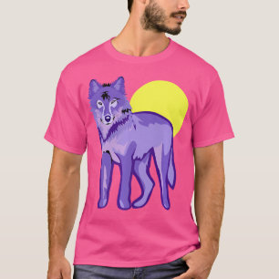 Cooler Lila Wolf Lover Vollmond Wildtier T-Shirt