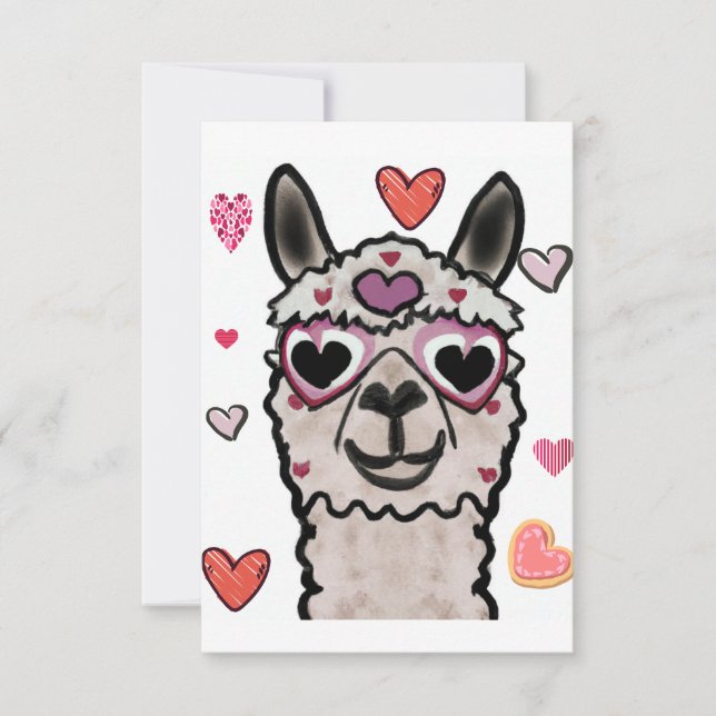 Cooler Llama mit Herzbrille Dankeskarte (Vorderseite)