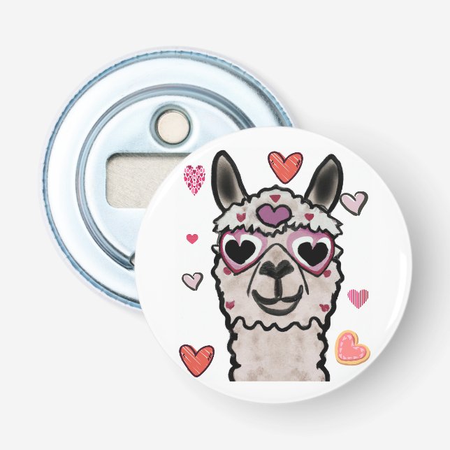 Cooler Llama mit Herzbrille Flaschenöffner (Vorderseite)