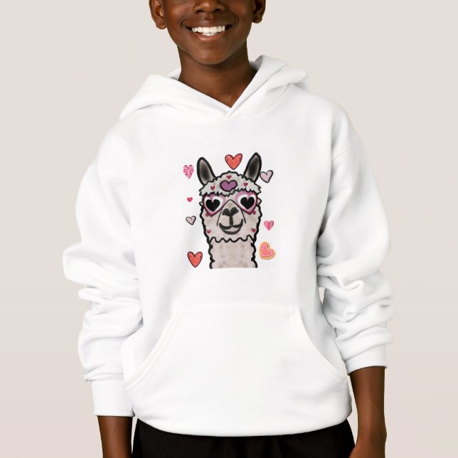 Cooler Llama mit Herzbrille Hoodie (Vorderseite)