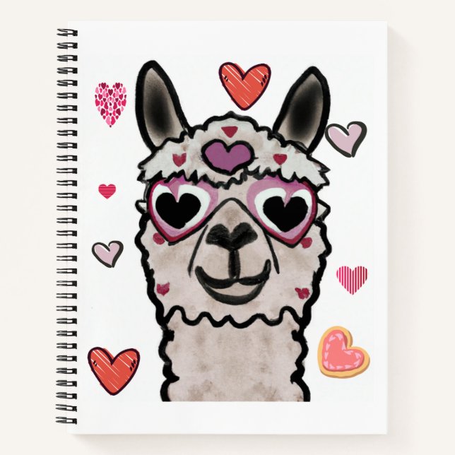 Cooler Llama mit Herzbrille Notizbuch (Vorderseite)