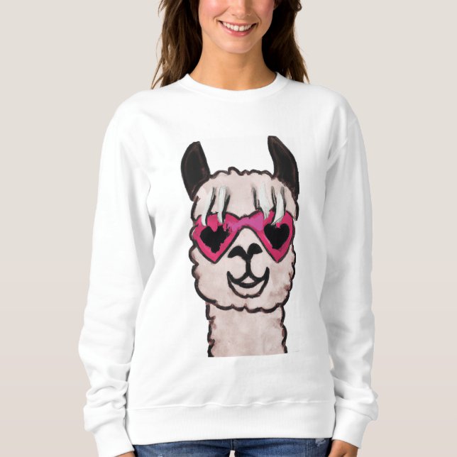 Cooler Llama mit Herzbrille Sweatshirt (Vorderseite)