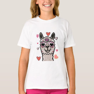 Cooler Llama mit Herzbrille T-Shirt